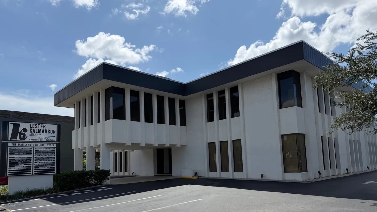 The office building on Maitland Avenue South, seen from its parking lot